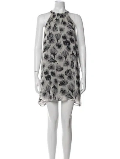 Pre-owned Astr Floral Print Mini Dress In Gray