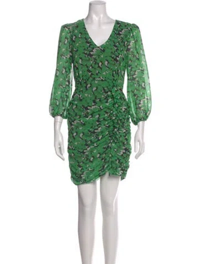 Pre-owned Astr Floral Print Mini Dress In Green