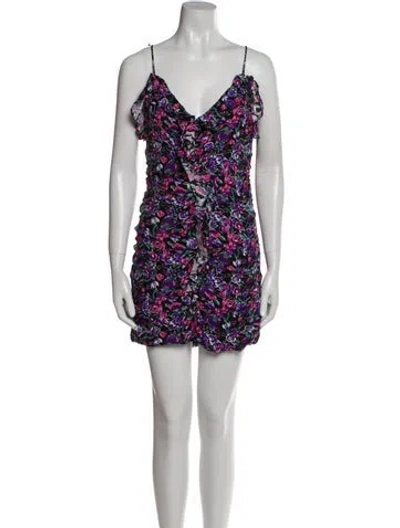 Pre-owned Astr Floral Print Mini Dress In Green