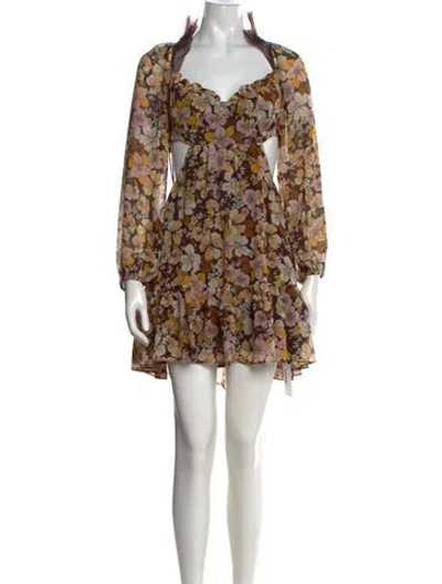 Pre-owned Astr Floral Print Mini Dress In Green