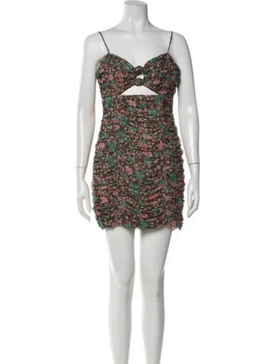 Pre-owned Astr Floral Print Mini Dress In Green