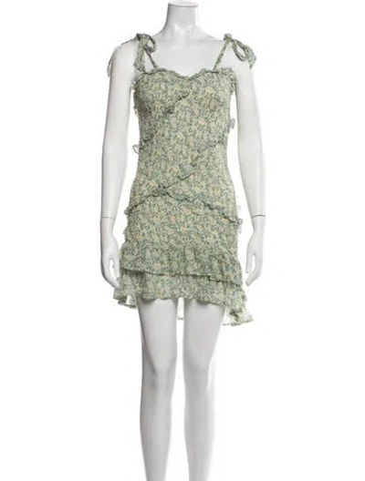 Pre-owned Astr Floral Print Mini Dress In Green
