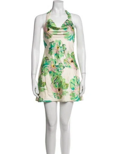 Pre-owned Astr Floral Print Mini Dress In Neutrals