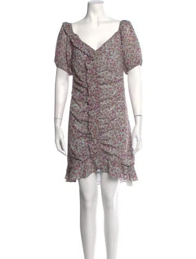 Pre-owned Astr Floral Print Mini Dress In Neutrals/purple