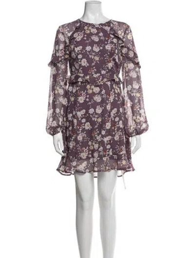Pre-owned Astr Floral Print Mini Dress In Purple
