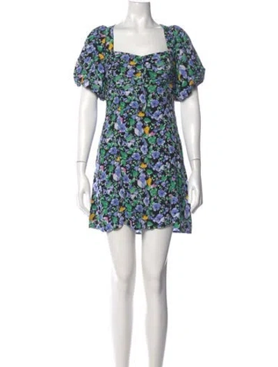Pre-owned Astr Floral Print Mini Dress W/ Tags In Green