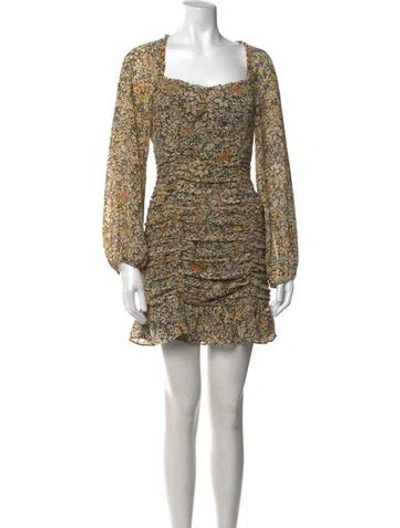 Pre-owned Astr Floral Print Mini Dress W/ Tags In Green/neutrals