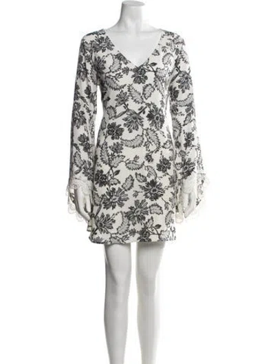 Pre-owned Astr Floral Print Mini Dress In White