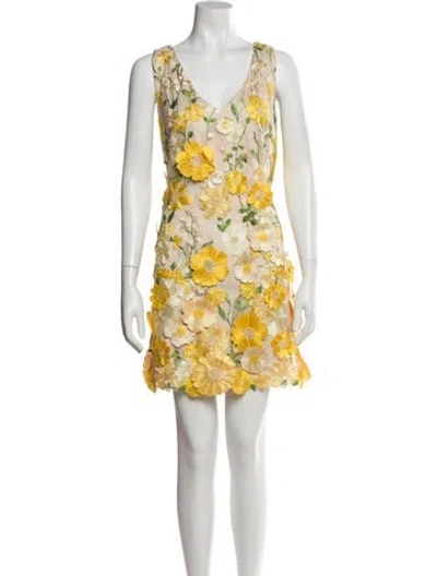 Pre-owned Astr Floral Print Mini Dress In Yellow
