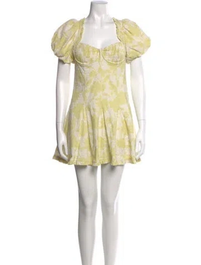 Pre-owned Astr Floral Print Mini Dress In Yellow