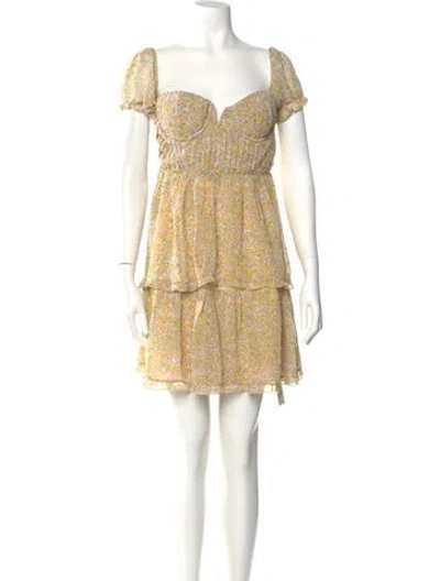 Pre-owned Astr Floral Print Mini Dress In Yellow