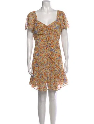 Pre-owned Astr Floral Print Mini Dress In Yellow