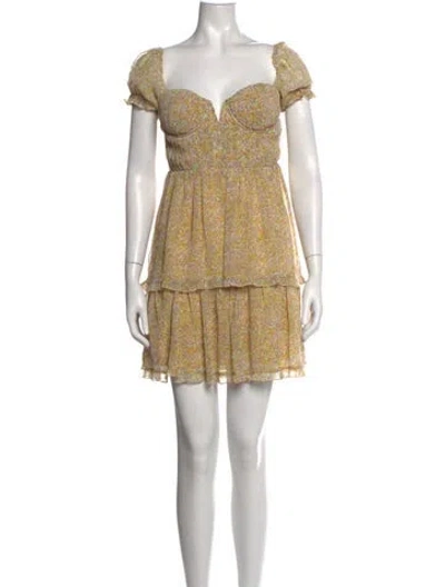 Pre-owned Astr Floral Print Mini Dress In Yellow