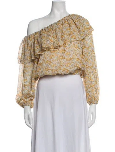 Pre-owned Astr Floral Print Off-the-shoulder Sweater In Multicolor
