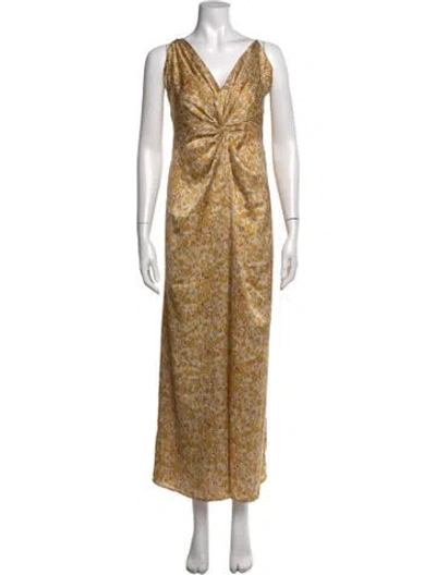 Pre-owned Astr Floral Print V-neck Jumpsuit In Neutrals
