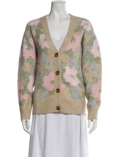 Pre-owned Astr Floral Print V-neck Sweater In Neutral