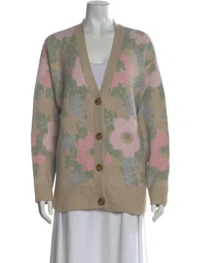Pre-owned Astr Floral Print V-neck Sweater In Neutral