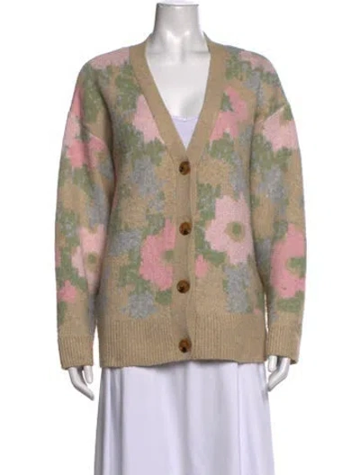 Pre-owned Astr Floral Print V-neck Sweater In Neutrals