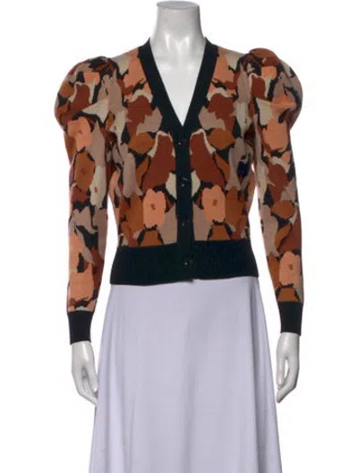 Pre-owned Astr Floral Print V-neck Sweater In Orange