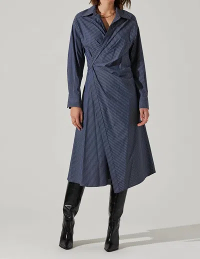 Astr Flykra Dress In Denim Blue In Multi