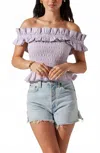 Astr The Label Foufette Off The Shoulder Smocked Ruffle Top In Pink