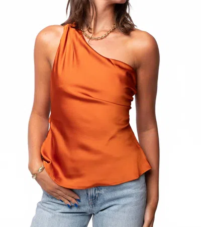 Astr Francis Satin One Shoulder Top In Burnt Orange