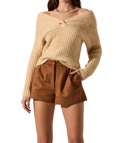 Astr Franisbel Off The Shoulder Sweater In Butter Yellow In Multi