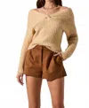 Astr Franisbel Off The Shoulder Sweater In Butter Yellow In Brown
