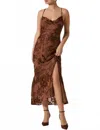 Astr The Label Gaia Floral Velvet Burnout Slipdress In Brown