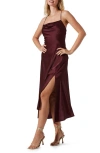 ASTR GAIA COWL NECK SATIN DRESS