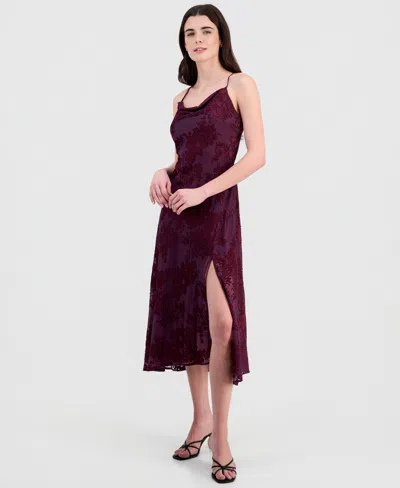 Astr Gaia Cowl-neck Slip Dress In Burgundy