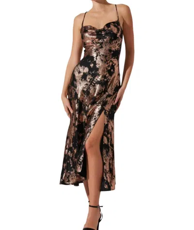 Astr Gaia Dress In Black Rose Gold In Multi