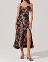 Astr Gaia Metallic Maxi Dress In Black/rose Gold