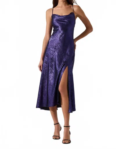 Astr Gaia Midi Dress In Metallic Purple