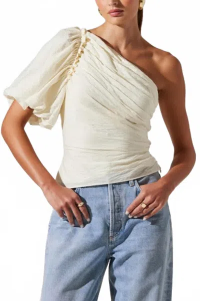 Astr Gidget One Shoulder Top In Cream In White