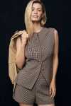 Astr Giselle Button-front Vest Top In Brown