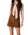 Astr The Label Gisselle Mixes Media Long Sleeve Corduroy Minidress In Brown