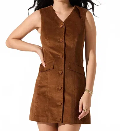 Astr Gisselle Corduroy Dress In Camel In Brown
