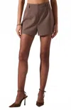 Astr Gisselle High Waist Shorts In Brown Wine Plaid In Brown