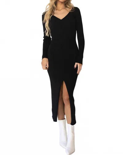 Astr Glenda Sweater Midi Dress In Black