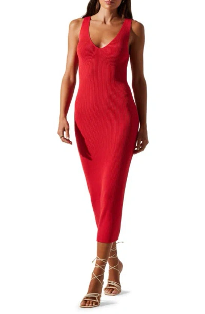 Astr Gracen Sleeveless Cutout Sweater Dress In Red