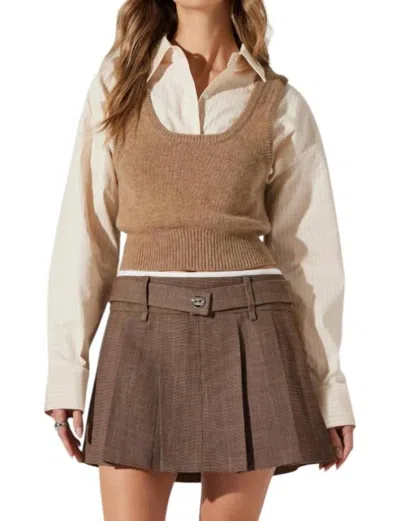 Astr Guinevere Layered Sweater In Brown Combo In Multi