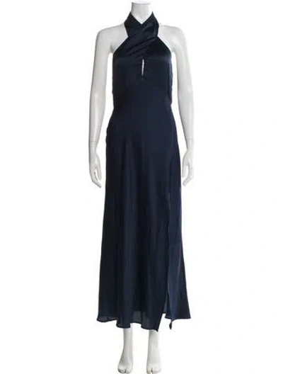 Pre-owned Astr Halterneck Long Dress In Blue