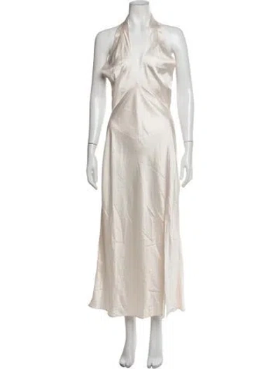 Pre-owned Astr Halterneck Long Dress W/ Tags In Neutrals