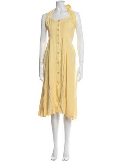 Pre-owned Astr Halterneck Midi Length Dress In Yellow