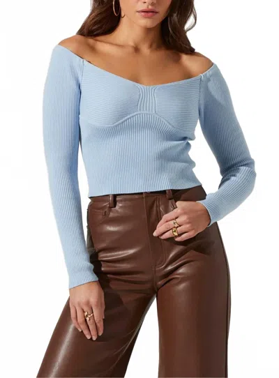 Astr Harlie Off-shoulder Sweater In Blue