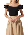 Astr The Label Hoda Mixed Media Off The Shoulder Top In Black