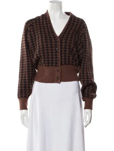 Pre-owned Astr Houndstooth Print Sweater In Brown