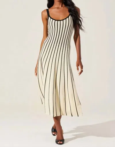 Astr Irecia Stripe Sweater Midi Dress In Black Cream