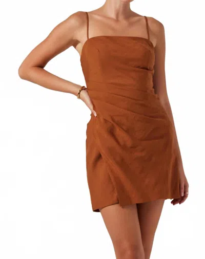 Astr The Label Isadora Pleated Minidress In Brown